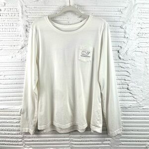 Vineyard Vines Long Sleeve T-Shirt White Santa‎ Hat Christmas 100% Cotton XL